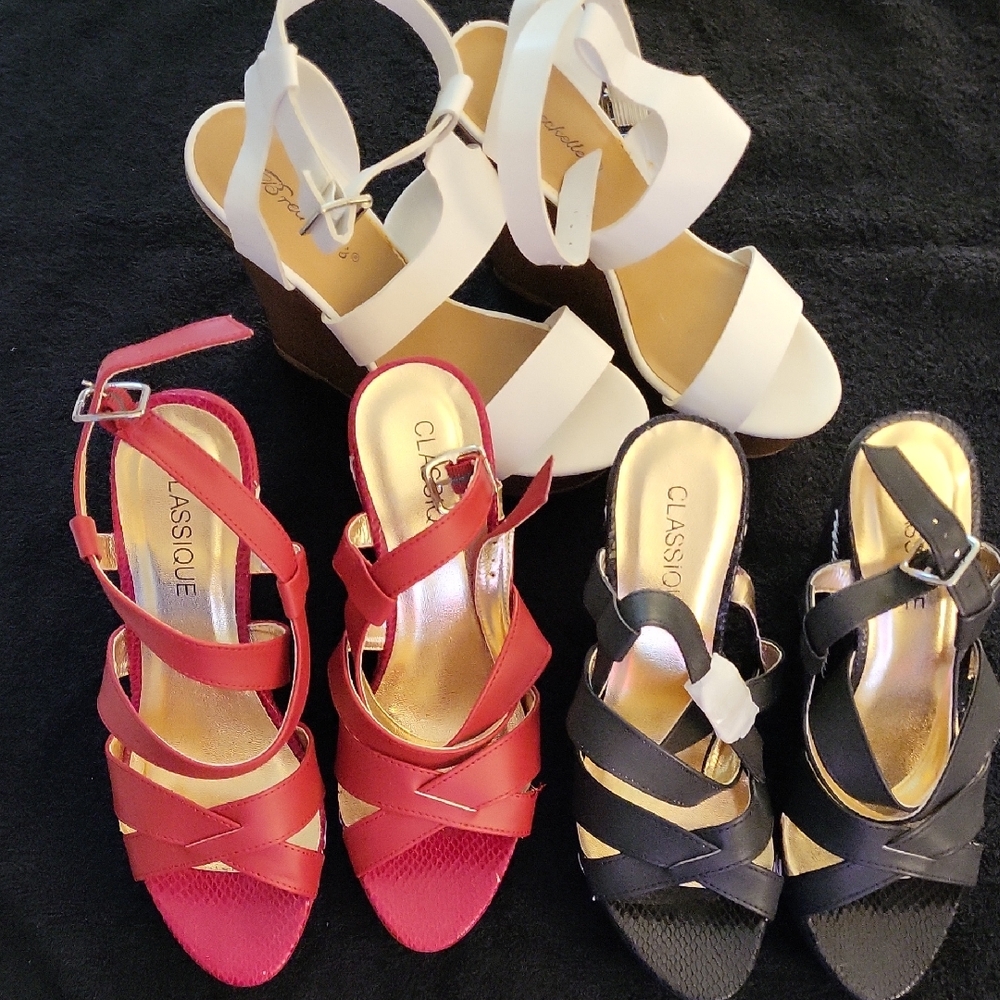 Classiques Entier Red, Black, and White Wedge Sandals [Buy 1 Or All] Please Ask